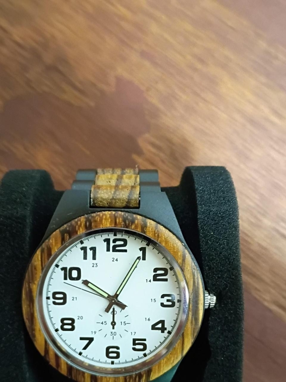 Classic Men's Wooden Bezel Watch - White Dial, Brown Strap
